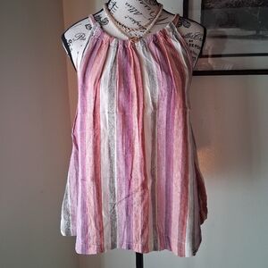 GAP Pink and White Striped Blouse